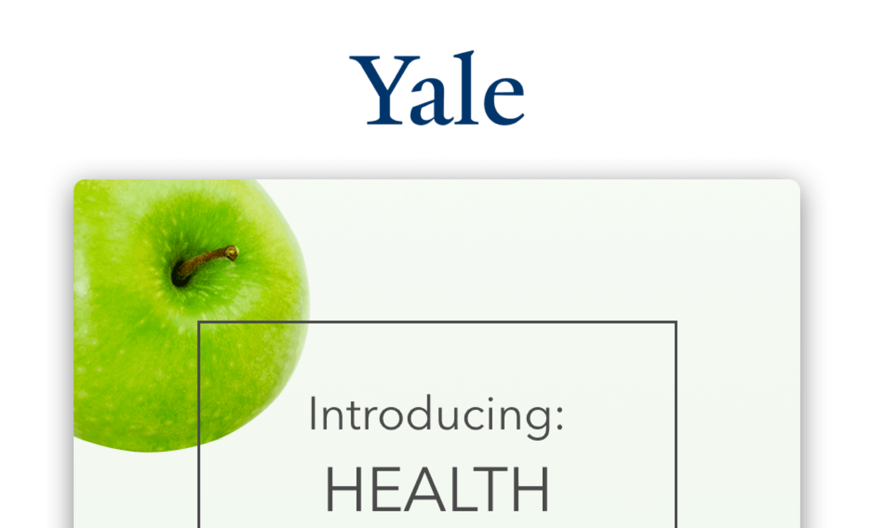 A yale health design with a green apple